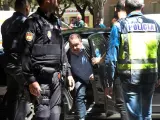 El presidente del Huesca, Agustín Lasaosa, tras ser detenido por la Policía Nacional en la 'operación Oikos' contra el presunto amaño de partidos de fútbol en Primera y Segunda División.