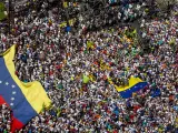 Imagen de una manifestación contra el gobierno de Nicolás Maduro en Caracas (Venezuela).