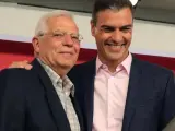 Josep Borrell y Pedro Sánchez, tras las elecciones europeas.