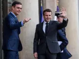 Pedro S&aacute;nchez y Emmanuel Macron, en Par&iacute;s.