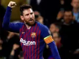 Leo Messi, en el partido contra el Liverpool en la Champions League.