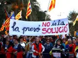 Cabecera de la manifestación independentista del 26-O en Barcelona.
