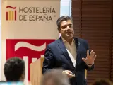 El secretario general de Hostelería de España, Emilio Gallego, en la presentación del Anuario en Madrid.