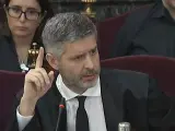 El abogado del exvicepresidente de la Generalitat Oriol Junqueras, Andreu Van den Eynde, durante el juicio por el procés en el Tribunal Supremo