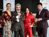 La presentadora Raquel Sánchez Silva y los diseñadores Lorenzo Caprile, María Escoté y Palomo Spain.