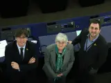 Carles Puigdemont, Clara Ponsatí y Toni Comín en la Eurocámara.