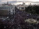 La plaza de Cibeles durante la marcha del 8-M
