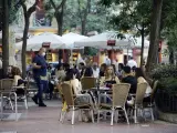 Terrazas en la Plaza de Olavide de Madrid