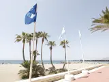 Bandera azul en la playa de Almer&iacute;a