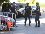 Agentes de la Policía Nacional de servicio, en Madrid (España), a 14 de julio de 2020.