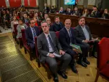 Los doce líderes independentistas acusados por el proceso soberanista catalán que derivó en la celebración del 1-O y la declaración unilateral de independencia de Cataluña (DUI), en el banquillo del Tribunal Supremo al inicio del juicio del 'procés'. En l