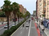 Simulación de la reforma inicial de la avenida Pérez Galdós de València.