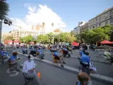 Concentraci&oacute;n en la calle Arag&oacute; de Barcelona donde se ha celebrado el acto central de la Diada.