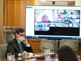 El ministro de Sanidad, Salvador Illa, preside por videoconferencia la reunión del Consejo Interterritorial del Sistema Nacional de Salud, en Madrid (España), a 30 de septiembre de 2020.