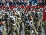 Militares durante el desfile del Día de la Fiesta Nacional en 2019.