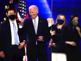 El presidente electo, Joe Biden, en su primer acto tras conocerse su victoria en las elecciones de EEUU.