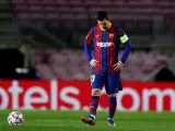 Messi, cabizbajo durante la derrota contra la Juve