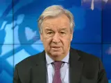 El secretario general de la ONU, António Guterres, durante su mensaje de fin de año de 2020.