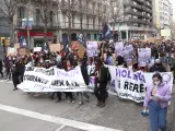 Protesta de las estudiantes de Girona por el 8-M, esta mañana.