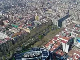 Im&agrave;gen &agrave;rea de la rambla del Raval de Barcelona, en el distrito de Ciutat Vella