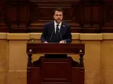 Pere Aragon&egrave;s, durante su discurso de investidura en el Parlament.