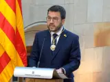 Pere Aragon&egrave;s, durante su discurso de toma de posesi&oacute;n como presidente de la Generalitat.
