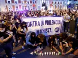 Concentraci&oacute;n contra la violencia machista en la Puerta del Sol, en Madrid.
