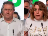 Juan Espadas y Susana D&iacute;az comparecen ante sus respectivos seguidores.