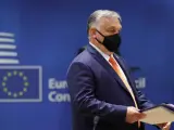 Viktor Orbán, a su llegada a la cumbre del Consejo Europeo.