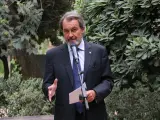 El expresidente del Govern de la Generalitat Artur Mas este martes durante sus declaraciones en el Palau Robert.