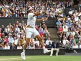 Roger Federer, en un partido de Wimbledon
