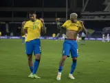 Neymar celebra un gol con Brasil en la Copa América.