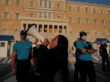 Protesta antivacunas en Atenas.
