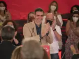 El presidente S&aacute;nchez, secretario general del PSOE, en un acto de partido.