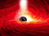 Breves destellos de rayos X corresponden al reflejo de las llamaradas del lado lejano del disco, doblado alrededor del agujero negro por su fuerte campo gravitacional.