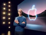 Tim Cook en la keynote de Apple con el nuevo Apple Watch y el iPhone 13.