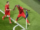 Romelu Lukaku celebra un gol con Bélgica.