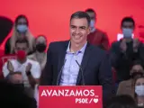 El presidente del Gobierno y líder del PSOE, Pedro Sánchez, en un acto de partido.