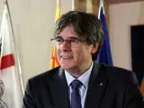 Carles Puigdemont durante una rueda de prensa en e Alguer (Cerdeña).
