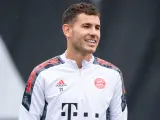 Lucas Hernández, durante un entrenamiento del Bayern