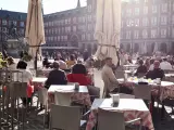 Terrazas en la Plaza Mayor de Madrid, en octubre de 2021.