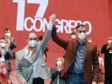 Javier Lambán y Pedro Sánchez, en el congreso regional del PSOE aragonés.