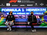 Hamilton y Alonso, en la rueda de prensa del GP de Brasil