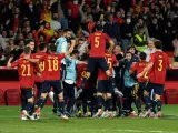 España celebra la clasificación para Catar 2022.