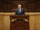 El conseller de Economía y Hacienda de Cataluña, Jaume Giró, este lunes en el Parlament.