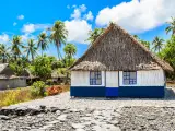 Tabuaeran, casa tradicional de Fanning Island. República de Kiribati.