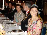 Victoria de Suecia, durante la cena de gala que se ha celebrado en el Palacio Real de Estocolmo, en honor a los reyes de España.