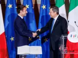 Emmanuel Macron y Mario Draghi, en Roma.