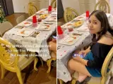 Capturas del vídeo de la joven que se quedó sola tras organizar una comida de Acción de Gracias.