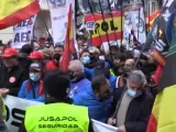 Cabecera de la manifestación en Madrid contra la reforma de la 'ley mordaza'.